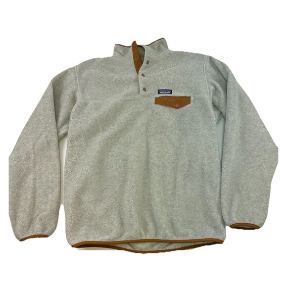 Patagonia Synchilla Snap-T Pullover Lightweight Oatmeal Brown Pocket Womens XL - Picture 1 of 9